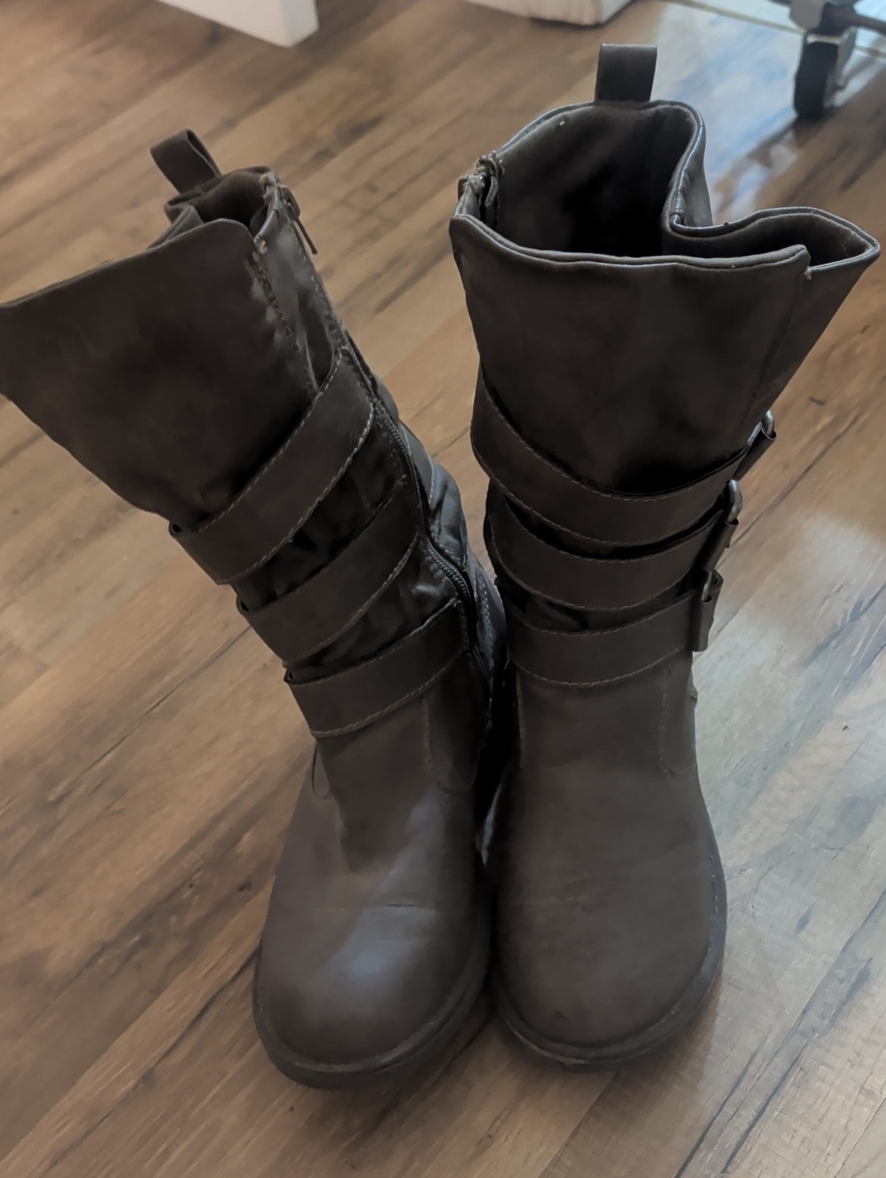 Women’s Grey/Brown Mid-Calf Strap Boots
